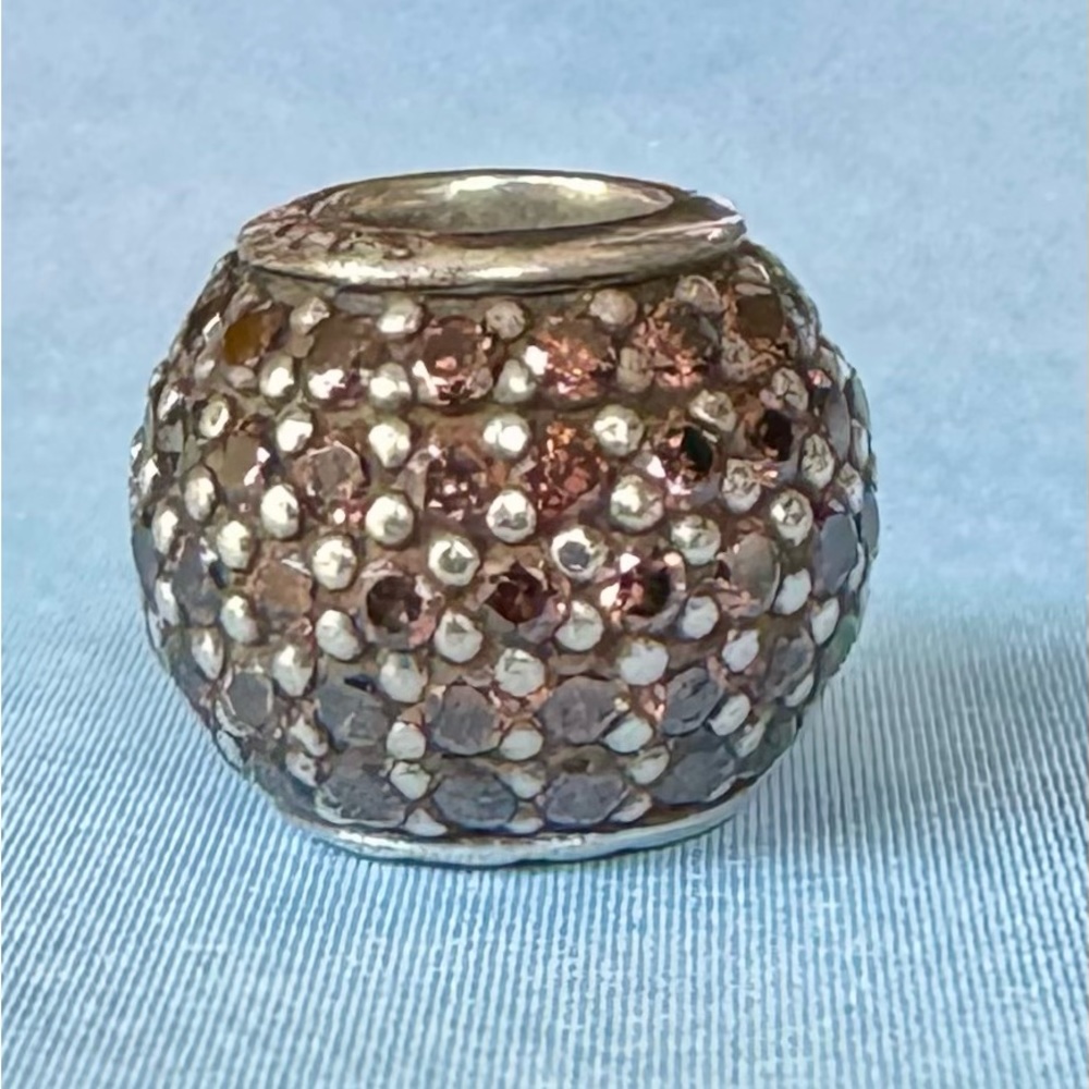 Authentic PANDORA Pave Lights Brown Bead Charm 791051BCZ - Picture 1 of 4